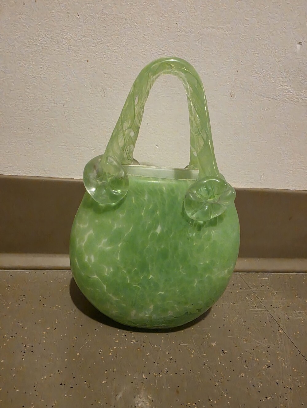 Green Hand blown Glass Handbag Decor